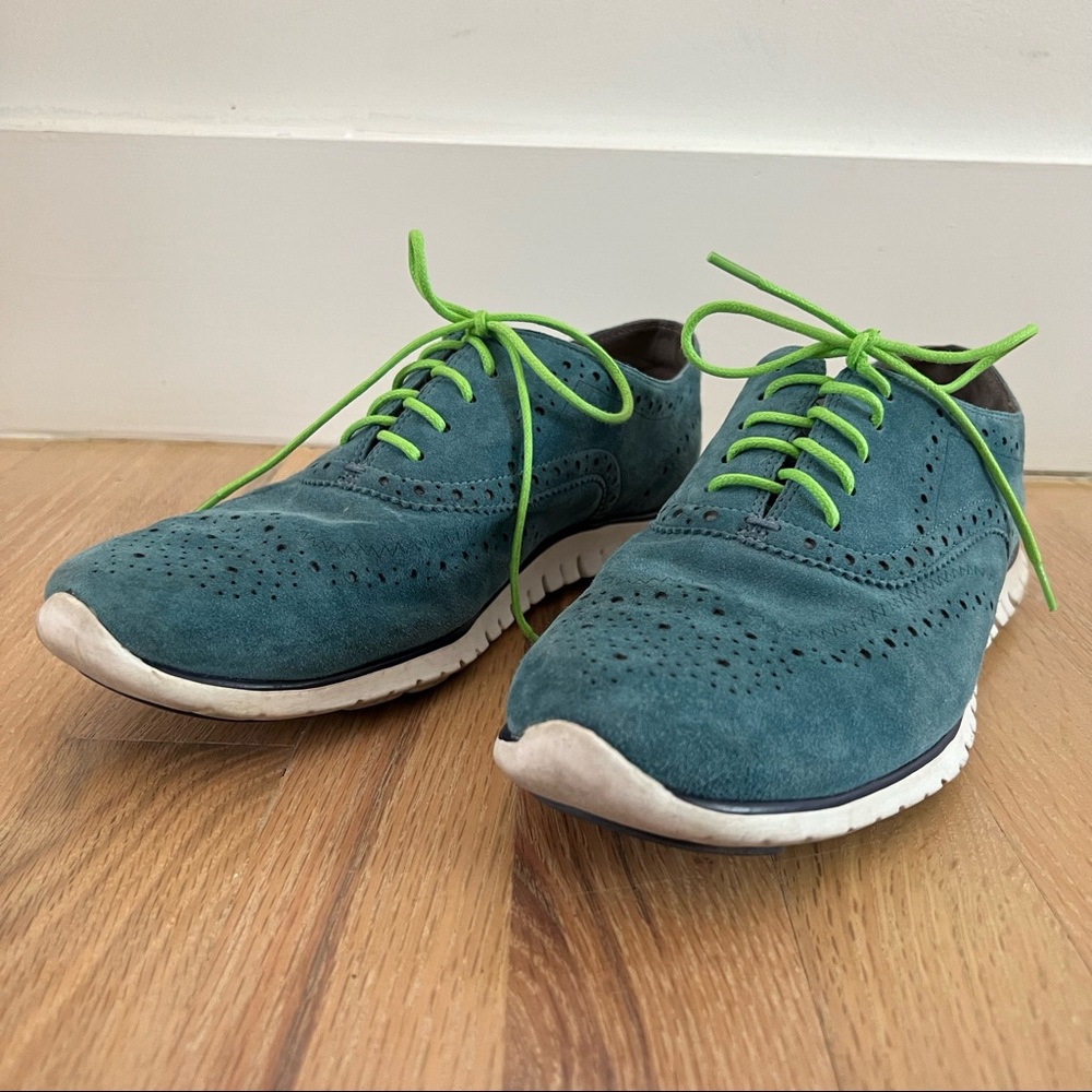 Cole Haan Suede sneakers - zero grand blue with chartreuse laces